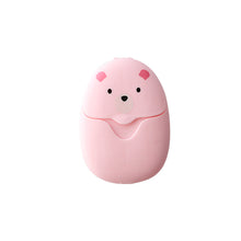 Load image into Gallery viewer, 50pcs/set Travel Paper Soaps Portable Disposable Cleaning Soap Paper Cartoon Travel Paper Cute Bear Paper Soap Tablets for Travel
