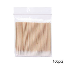 Load image into Gallery viewer, 100pcs Micro Wood Cotton Swab Eyelash Extension Tools Tatoo Microblading Cleaning Wooden Sticks Cosmetic Cotton Brush Buds Tip

