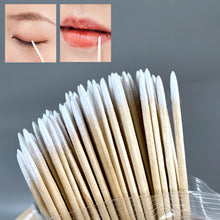 Load image into Gallery viewer, 100Pcs Disposable Ultra-small Cotton Swab Brush Lint Free Micro Wood Makeup Brushes Eyelash Extension Glue Removing Tools
