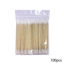 Load image into Gallery viewer, 100Pcs Disposable Ultra-small Cotton Swab Brush Lint Free Micro Wood Makeup Brushes Eyelash Extension Glue Removing Tools
