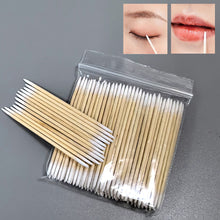 Load image into Gallery viewer, 100Pcs Disposable Ultra-small Cotton Swab Brush Lint Free Micro Wood Makeup Brushes Eyelash Extension Glue Removing Tools
