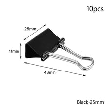Load image into Gallery viewer, 10pcs/lot Binder Clips Metal Fold Back Clips Small Paper Clip Clamp 15/19/25/32mm Office Clip for Home School Office Storage
