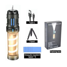 Load image into Gallery viewer, Multifunctional LED Camping Light With Mosquito Repellent Mat Triangle Stand Portable Outdoor Tent Canopy Atmosphere Light Flashlight Type-C Charging

