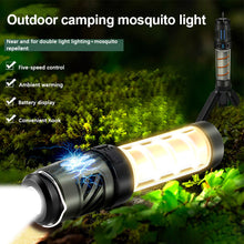 Load image into Gallery viewer, Multifunctional LED Camping Light With Mosquito Repellent Mat Triangle Stand Portable Outdoor Tent Canopy Atmosphere Light Flashlight Type-C Charging
