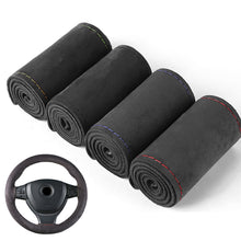 Load image into Gallery viewer, Suede Cowhide DIY Hand Sewn Car Steering Wheel Cover Steering-wheel Fashion Non-slip 38cm//15inch
