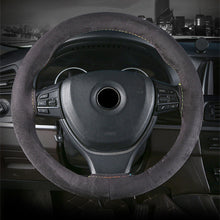 Load image into Gallery viewer, Suede Cowhide DIY Hand Sewn Car Steering Wheel Cover Steering-wheel Fashion Non-slip 38cm//15inch
