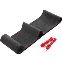 Load image into Gallery viewer, Suede Cowhide DIY Hand Sewn Car Steering Wheel Cover Steering-wheel Fashion Non-slip 38cm//15inch
