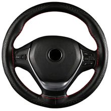 Load image into Gallery viewer, 38cm DIY Hand Sewn Car Steering Wheel Cover Genuine Leather Embossed Cowhide Steering Wheel Wrap Braid With Needle Thread
