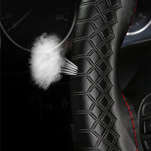 Load image into Gallery viewer, Car Steering Wheel Cover Genuine Leather DIY Hand Sewn Embossed Cowhide Steering Wheel Wrap Braid With Needle Thread 38cm

