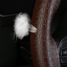 Load image into Gallery viewer, DIY Car Steering Wheel Cover Genuine Leather Embossed Cowhide Steering Wheel Wrap Braid With Needle Thread 38cm
