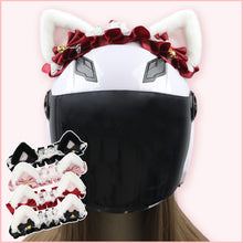 Load image into Gallery viewer, 2Pcs Cute Motorcycle Helmet Decorations Lace ribbon Soft Plush Ears For Motocross Full Face Off Road Helmet Sticker
