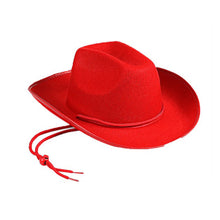 Load image into Gallery viewer, Western Cowboy Hat for Men Women Kids Outdoor Wide Brim Faux Leather Summer Wide Brim Beach Travel Cap Black White Pink

