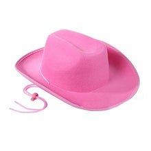 Load image into Gallery viewer, Western Cowboy Hat for Men Women Kids Outdoor Wide Brim Faux Leather Summer Wide Brim Beach Travel Cap Black White Pink

