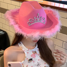 Load image into Gallery viewer, Feather Western Cowboy Hat Scarf Set Glasses British Retro Jazz Hat Theme Party Halloween Carnival Hat Costume Headwear
