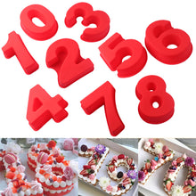 Load image into Gallery viewer, 10 Inch 0-9 Numbers Cake Mold Cake Decorating Tools Silicone Cake Pan Number Cake Molds DIY Birthday Cake Pastry Bakery Accessories
