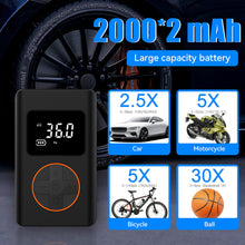 Load image into Gallery viewer, Car Wireless Electrical Air Pump Tire Inflatable Multifunction Pump Inflator Air Compressor Pump for Motorcycle Bicycle

