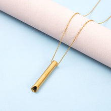 Load image into Gallery viewer, Yoga Meditation Whistle Mindfulness Pendant Stainless Steel Engraved Character Anxiety Necklace Adjusting Breath To Relieve Anxiety Necklace
