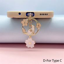 Load image into Gallery viewer, Sakura Rabbit Dust Plug Charm Kawaii Phone Anti Dust Cap Cute Charge Port Plug For iPhone Type C Dust Protection Stopper
