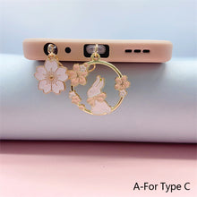 Load image into Gallery viewer, Sakura Rabbit Dust Plug Charm Kawaii Phone Anti Dust Cap Cute Charge Port Plug For iPhone Type C Dust Protection Stopper
