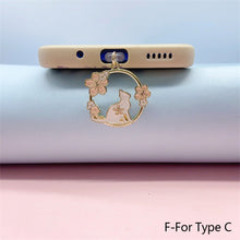 Load image into Gallery viewer, Sakura Rabbit Dust Plug Charm Kawaii Phone Anti Dust Cap Cute Charge Port Plug For iPhone Type C Dust Protection Stopper
