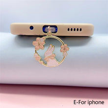 Load image into Gallery viewer, Sakura Rabbit Dust Plug Charm Kawaii Phone Anti Dust Cap Cute Charge Port Plug For iPhone Type C Dust Protection Stopper
