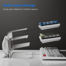 Load image into Gallery viewer, Keyboard Mouse Desktop Organizer Acrylic 3 Tier Stand Frame Shelf Lightweight Keyboard Storage Tool For Study Room Exhibition
