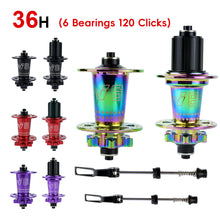 Load image into Gallery viewer, TANKE 120 Click Hub 6 Bearing MTB Mountain Bike Hub Front Rear Thru HG 28 32 36 Holes Disc Brake Bicycle Hubs 8 9 10 11 12 Speed
