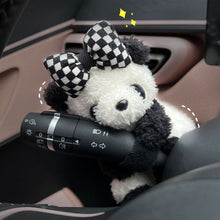 Load image into Gallery viewer, Car Cute Bowknot Panda Wiper Turn Signal Switch Ornaments Plush Decor Doll Auto Interior Accessories
