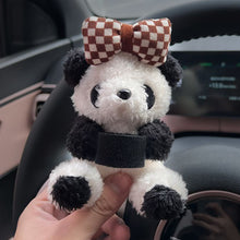 Load image into Gallery viewer, Car Cute Bowknot Panda Wiper Turn Signal Switch Ornaments Plush Decor Doll Auto Interior Accessories
