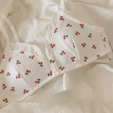 Load image into Gallery viewer, Seamless Girl's Bra Simple Lace Cherry Print Brassier Top Cute Gathered Thin Underwear Breathable Brassier Students Wireless Bralette Beautiful Back Comfortable Lovely Lingerie
