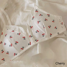 Load image into Gallery viewer, Seamless Girl's Bra Simple Lace Cherry Print Brassier Top Cute Gathered Thin Underwear Breathable Brassier Students Wireless Bralette Beautiful Back Comfortable Lovely Lingerie
