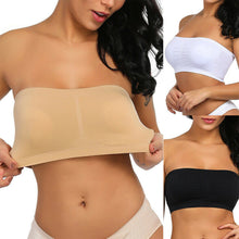Load image into Gallery viewer, Double Layers Plus-size Strapless Bra Women Thin Mesh Seamless Underwear Wrap Wireless and Breathable Bandeau Removable Padded Line Top

