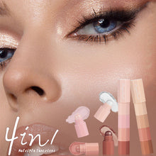 Load image into Gallery viewer, Lazy Eye Shadow Pen Waterproof Plain Makeup High Gloss Lying Silkworm Pen Pearl Four Section Eye Shadow Stick Set
