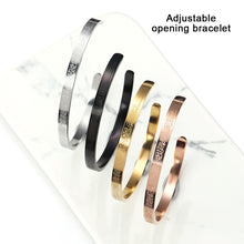 Load image into Gallery viewer, Fashion 6mm Ayatourkursi Sleeve Bracelet with Carved Gold Black Adjustable Opening Bracelet for Men and Women's Gifts
