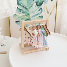 Load image into Gallery viewer, 10Pcs Wooden Hangers Miniature Hangers Plastic Dolls Rack Toys for Kids Small Clothes Outfit Child Baby Doll Pretend Play Girls Toys
