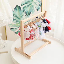 Load image into Gallery viewer, 10Pcs Wooden Hangers Miniature Hangers Plastic Dolls Rack Toys for Kids Small Clothes Outfit Child Baby Doll Pretend Play Girls Toys
