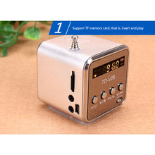 Load image into Gallery viewer, FM Portable Mini Radio Micro Treble Bluetooth Portable Voice For Computer Mobile Phone MP3 Music Support Micro TF card

