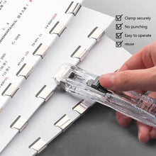 Load image into Gallery viewer, Mini Traceless Reusable Hand Clamp Push Stapler Paper Book File Office School Student Binder Binding Tools Supplies Accessories
