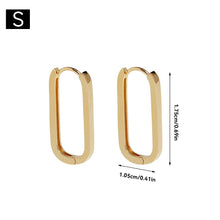 Load image into Gallery viewer, Geometric Square Earrings Gold Color Hoop Earrings For Women Rectangular Lock Buckle Pierced Ear Fashionable Jewelry Accessories Delicate Wear Ear For Party
