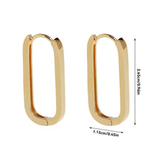 Load image into Gallery viewer, Geometric Square Earrings Gold Color Hoop Earrings For Women Rectangular Lock Buckle Pierced Ear Fashionable Jewelry Accessories Delicate Wear Ear For Party
