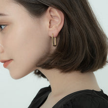 Load image into Gallery viewer, Geometric Square Earrings Gold Color Hoop Earrings For Women Rectangular Lock Buckle Pierced Ear Fashionable Jewelry Accessories Delicate Wear Ear For Party
