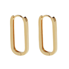 Load image into Gallery viewer, Geometric Square Earrings Gold Color Hoop Earrings For Women Rectangular Lock Buckle Pierced Ear Fashionable Jewelry Accessories Delicate Wear Ear For Party
