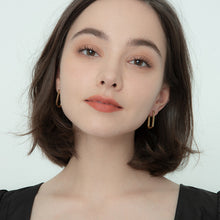 Load image into Gallery viewer, Geometric Square Earrings Gold Color Hoop Earrings For Women Rectangular Lock Buckle Pierced Ear Fashionable Jewelry Accessories Delicate Wear Ear For Party
