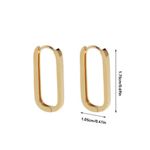 Load image into Gallery viewer, Geometric Square Earrings Gold Color Hoop Earrings For Women Rectangular Lock Buckle Pierced Ear Fashionable Jewelry Accessories Delicate Wear Ear For Party
