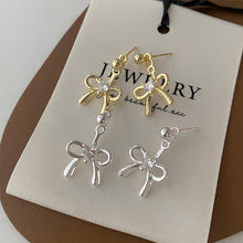 Load image into Gallery viewer, 925 Sterling Silver Bow Knot Earrings For Women White Pearl Adjustable Stud Earrings Cute Y2K Wear Ear Trendy Elegant Sweet Party Jewelry Accessories
