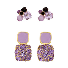 Load image into Gallery viewer, Purple Crystal Flower Earrings For Women Elegant Luxury Stud Earrings Fashion Jewelry Accessories Temperament Wedding Party Anniversary Gift
