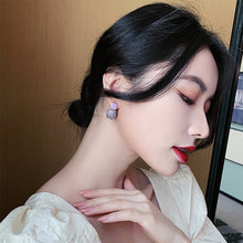 Load image into Gallery viewer, Purple Crystal Flower Earrings For Women Elegant Luxury Stud Earrings Fashion Jewelry Accessories Temperament Wedding Party Anniversary Gift
