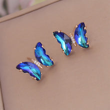 Load image into Gallery viewer, Colorful Butterfly Earrings For Women Temperament Crystal Ear Studs Korean Fashion Y2k Ear Jewelry Accessories Bride Girl Party Engagement Gifts
