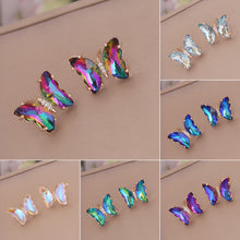 Load image into Gallery viewer, Colorful Butterfly Earrings For Women Temperament Crystal Ear Studs Korean Fashion Y2k Ear Jewelry Accessories Bride Girl Party Engagement Gifts
