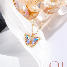 Load image into Gallery viewer, Colorful Zircon Butterfly Necklaces for Women Girls Light Luxury Crystal Pendant Female Romantic Cavicle Chain Jewelry Accessories Gifts
